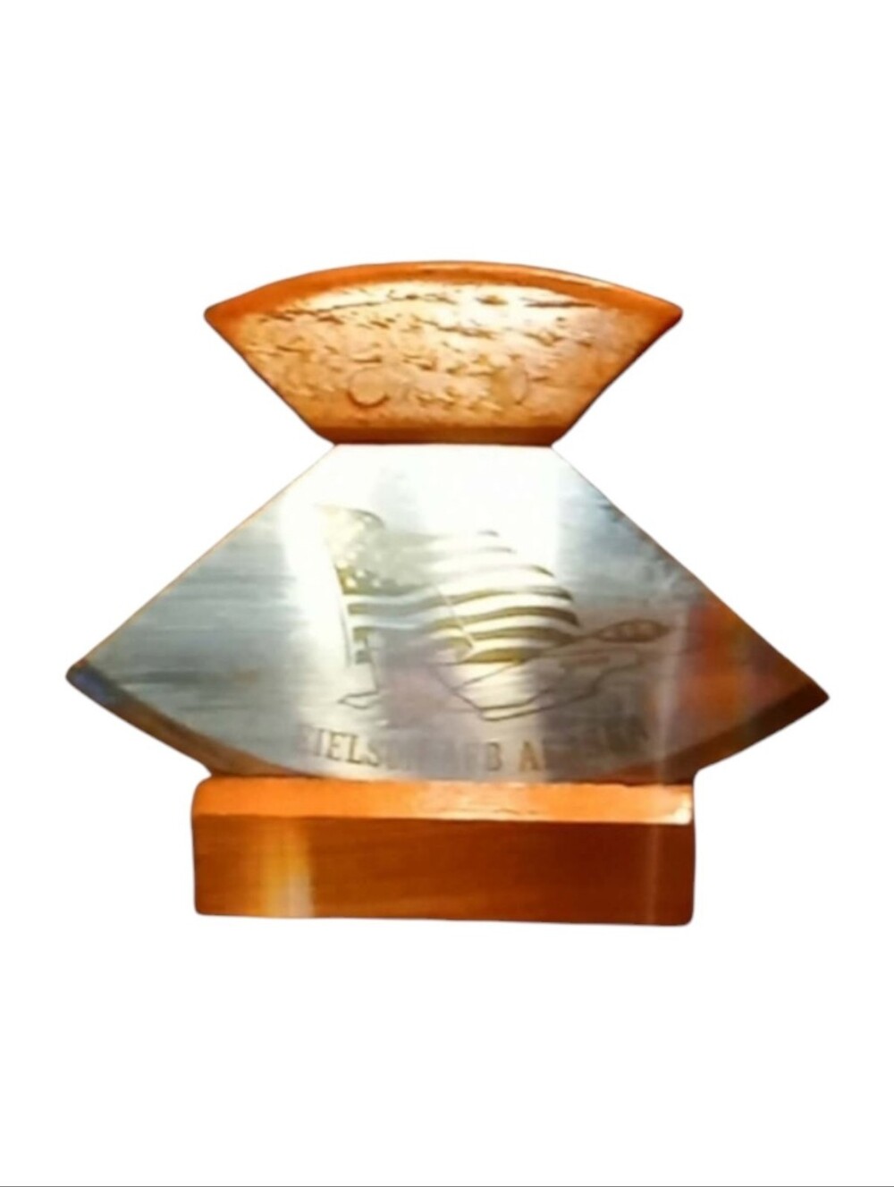 Alaskan Ulu knife with a wooden tabletop stand!